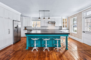 blue kitchen island